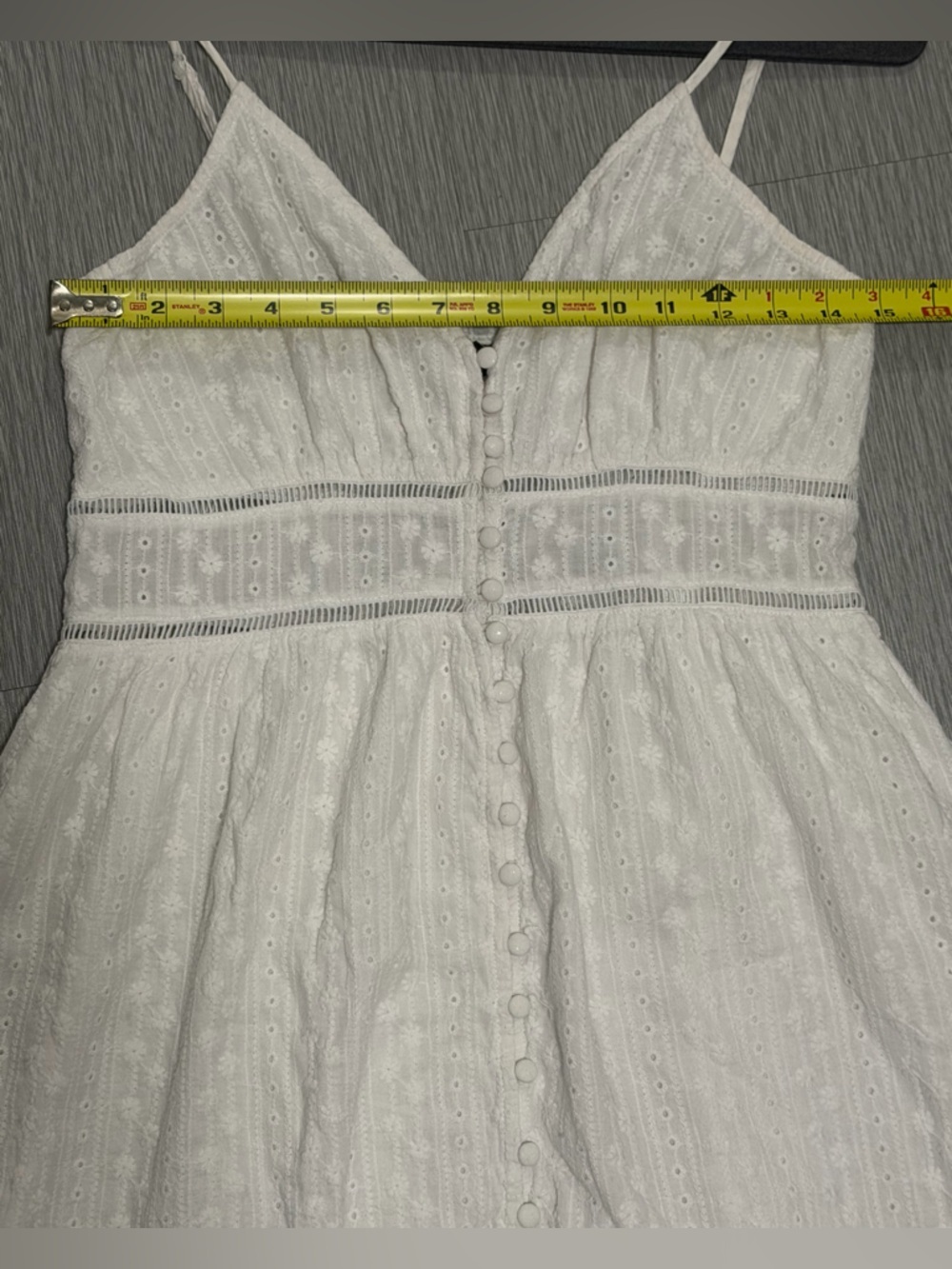 Windsor White Eyelet Cotton Midi Dress M Boho Summer - Picture 5 of 9